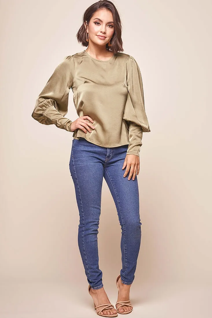 Westminster Leg-of-Mutton Sleeve Blouse Olive