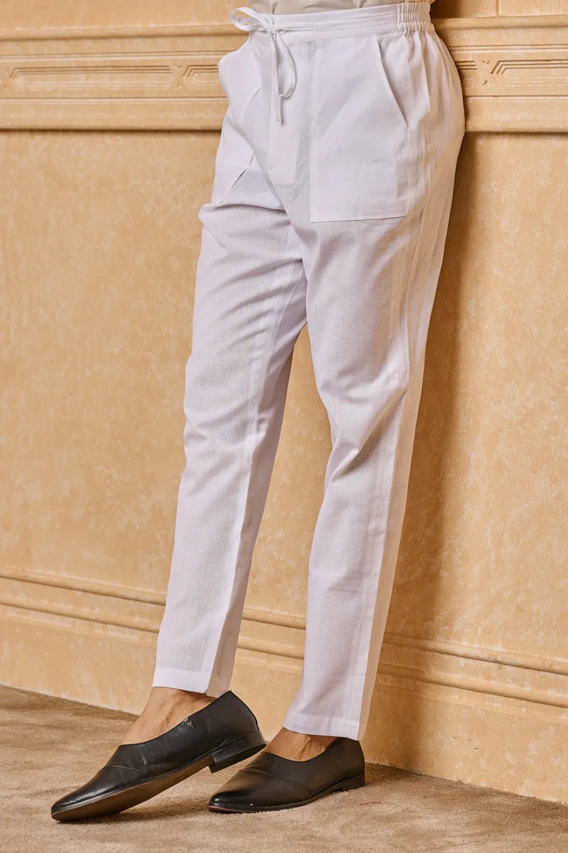 White Cotton Straight Pant